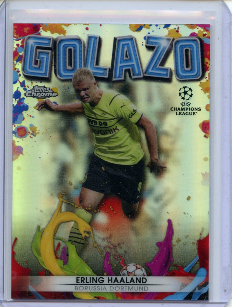 2021-22 Topps Chrome UEFA CL Erling Haaland Golazo