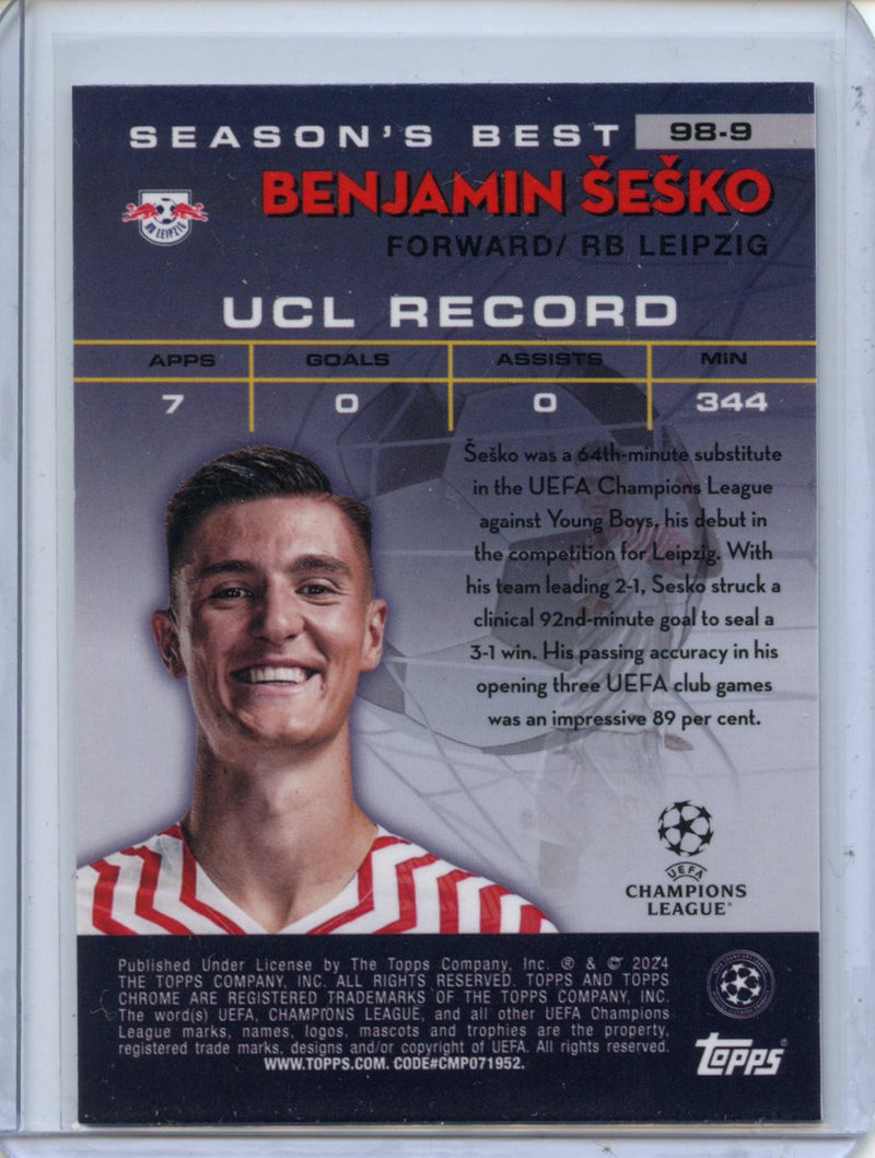 2023-24 Topps Chrome UEFA Benjamin Sesko 1998 Shooting Stars