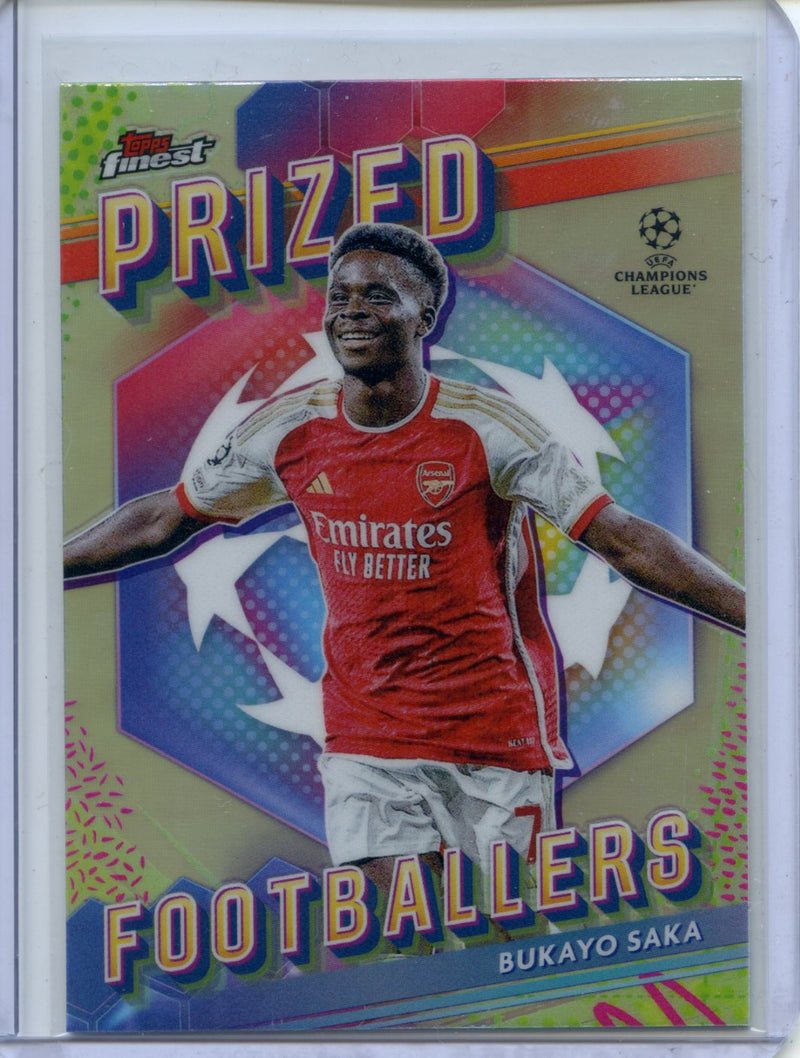 2023-24 Topps Finest UEFA Club Competitions Bukayo Saka Prized Footballers PF-2