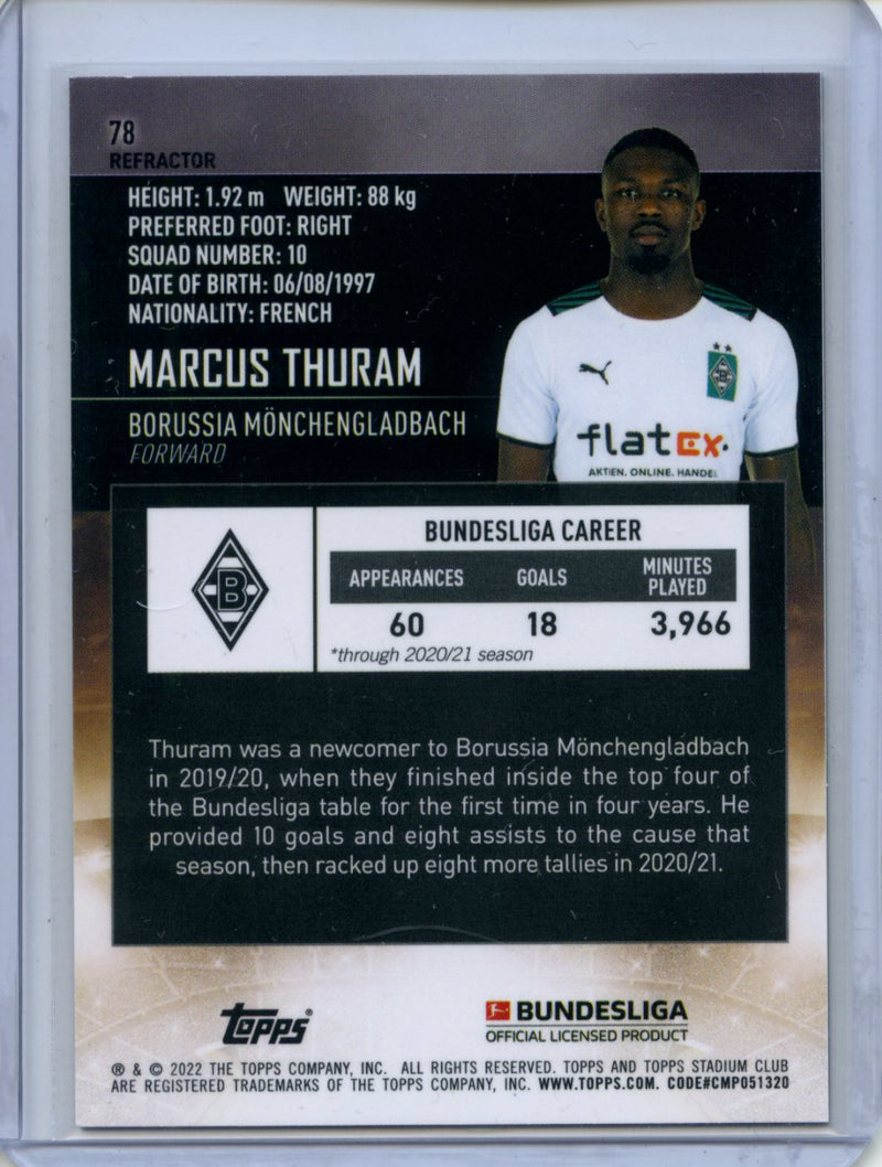 2021-22 Topps Bundesliga Stadium Club Chrome Marcus Thuram Refractor