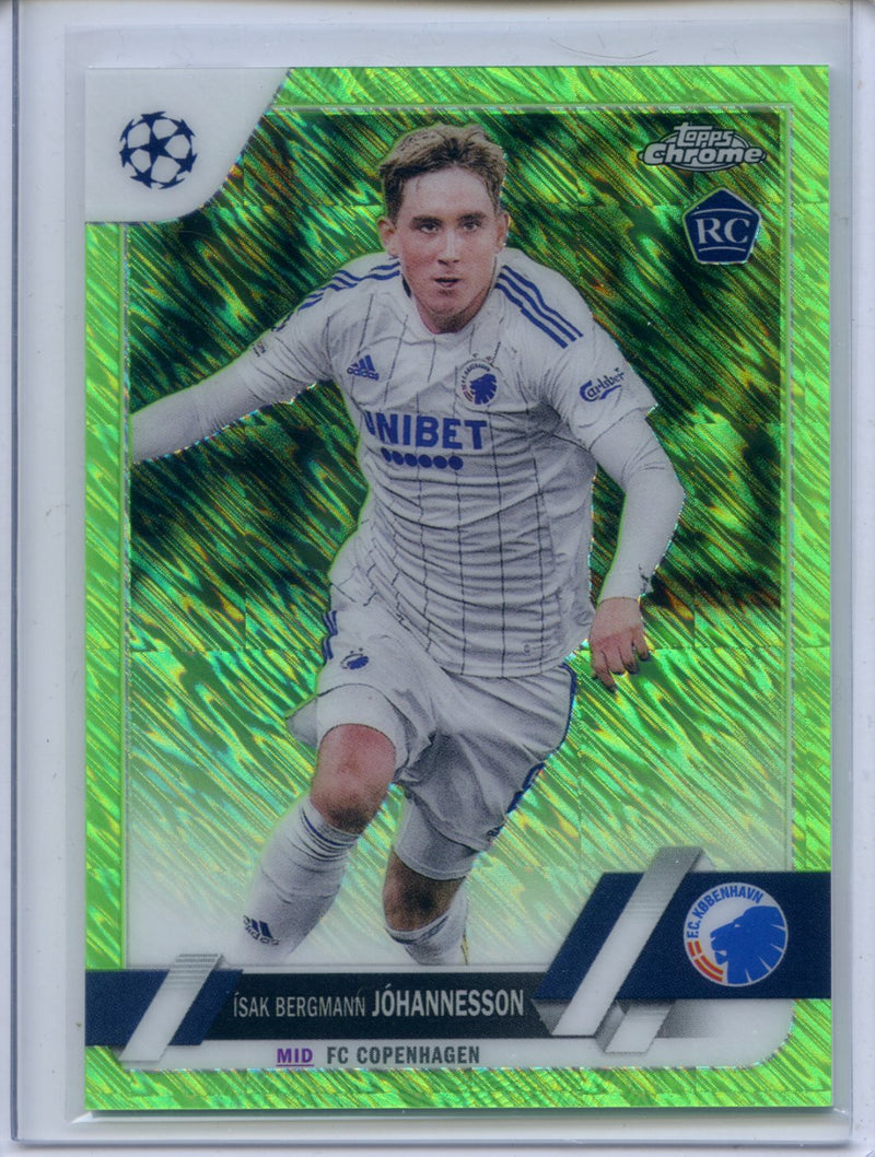 2022-23 Topps Chrome UEFA Isak Bergmann Johannesson Neon Green Shimmer 287/399