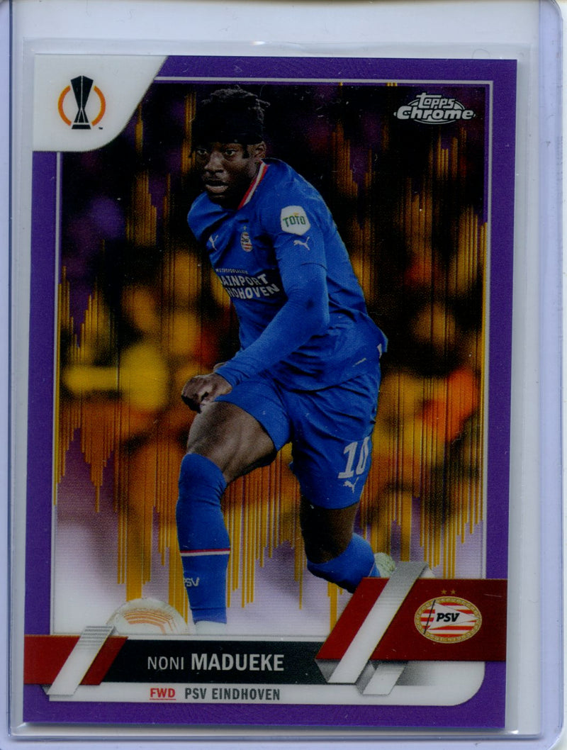 2022-23 Topps Chrome UEFA Noni Madueke Purple Gold Seismic
