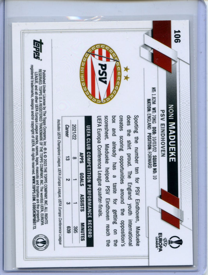 2022-23 Topps Chrome UEFA Noni Madueke Purple Gold Seismic