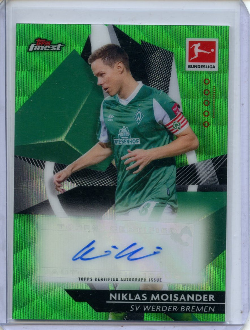 2020-21 Finest Bundesliga Niklas Moisander Autograph Green Wave 7/30