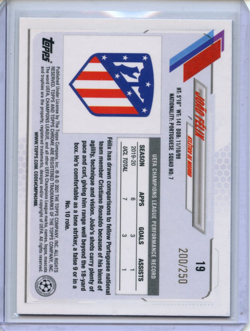 2020-21 Topps Chrome UEFA CL Joao Felix Purple Mini-Diamond Refractor 200/250