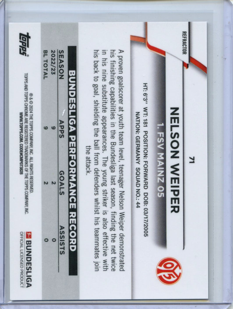 2023-24 Topps Chrome Bundesliga Nelson Weiper Bundesliga 60 Year Foil 44/70