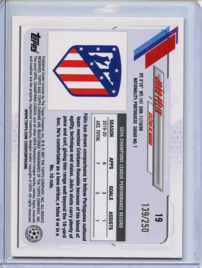 2020-21 Topps Chrome UEFA CL Joao Felix Purple Refractor 139/250