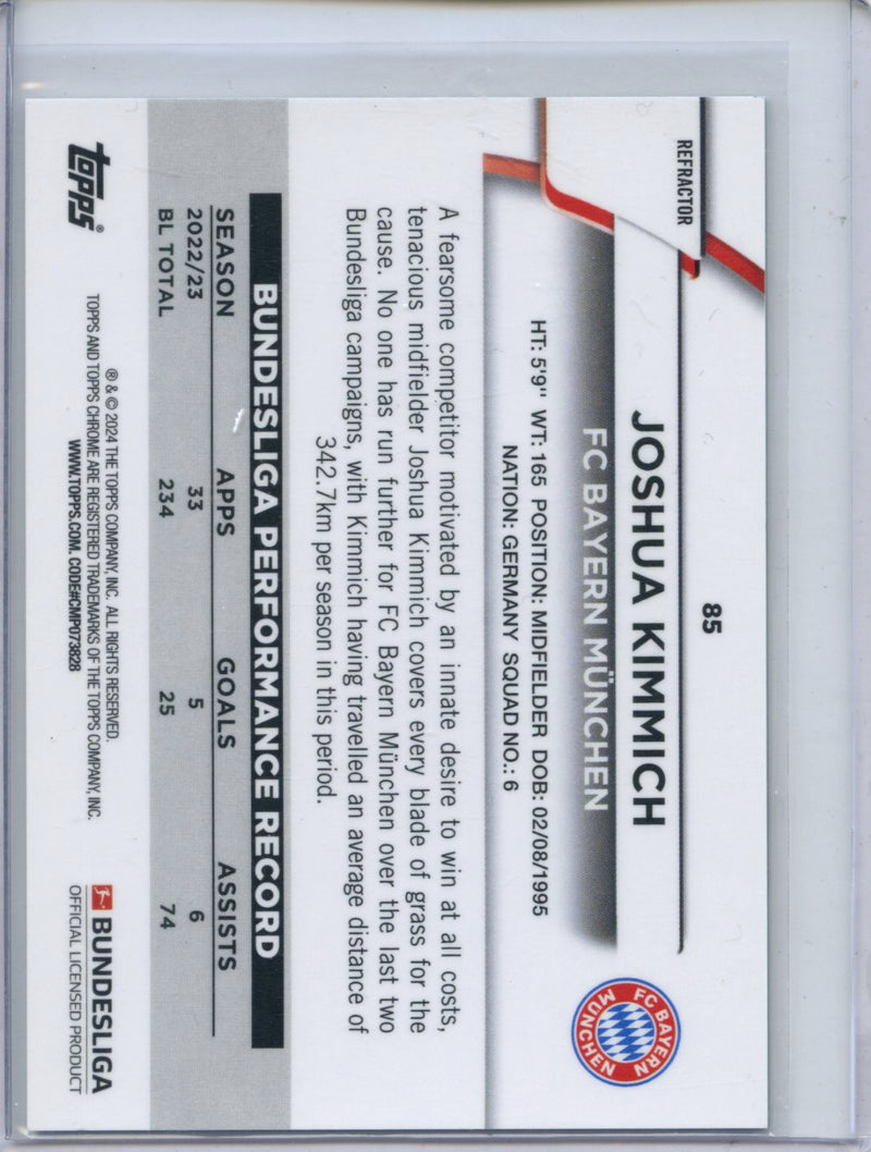 2023-24 Topps Chrome Bundesliga Joshua Kimmich Aqua Bubble 81/275