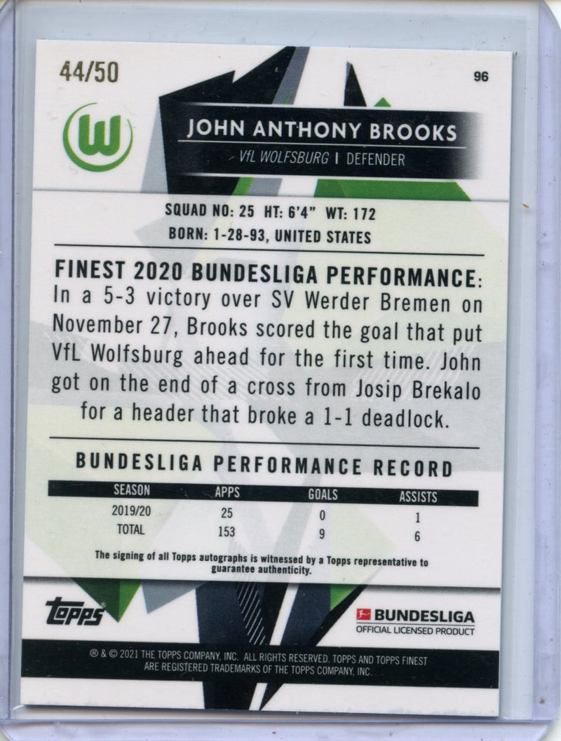 2020-21 Finest Bundesliga John Anthony Brooks Autograph Green 44/50