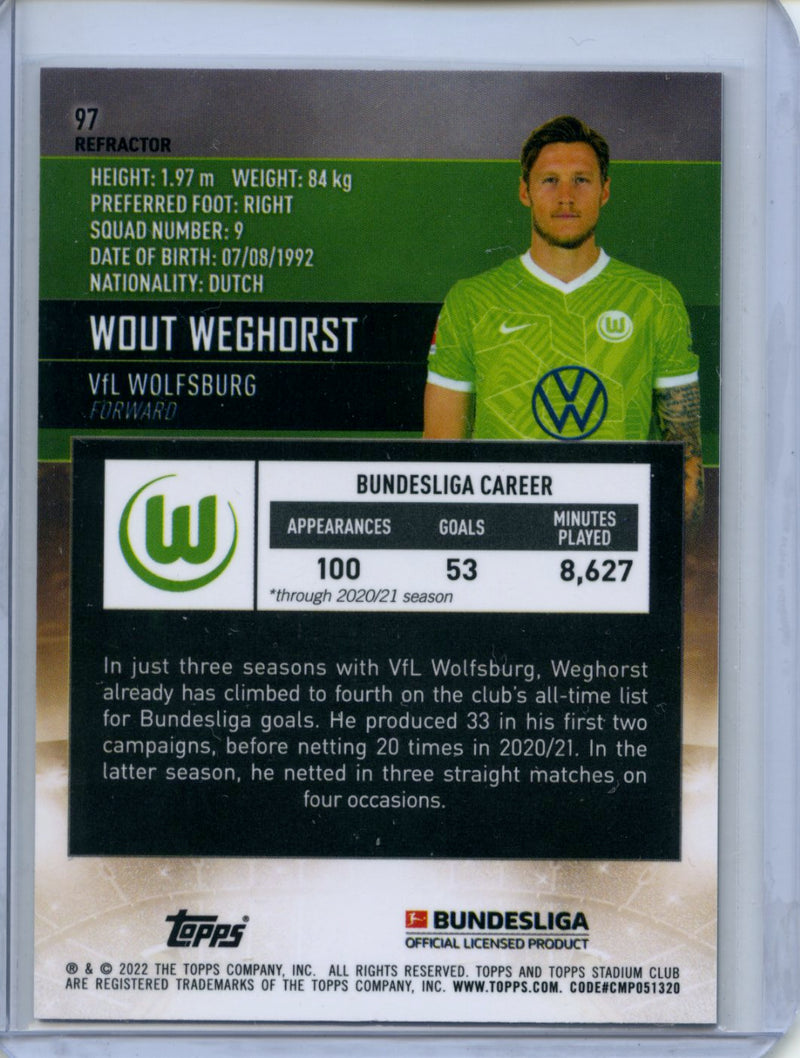 2021-22 Topps Bundesliga Stadium Club Chrome Wout Weghorst Refractor