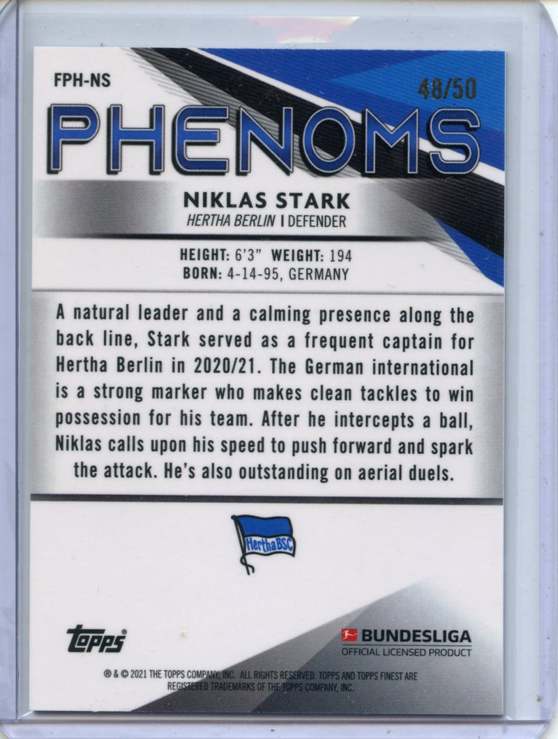 2020-21 Finest Bundesliga Niklas Stark Finest Phenoms Gold 48/50