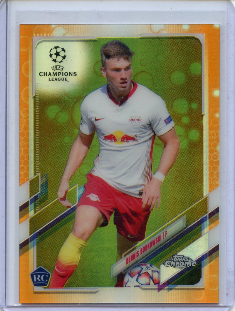 2020-21 Topps Chrome UEFA CL Dennis Borkowski Orange Bubbles Refractor