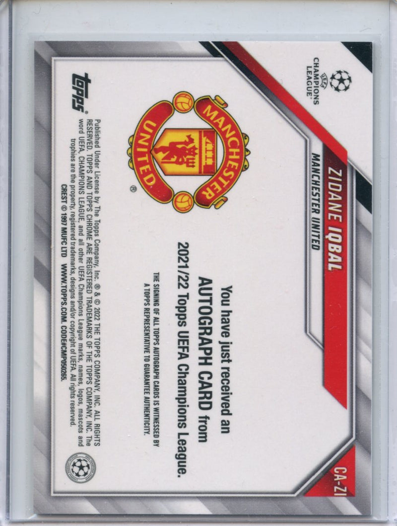 2021-22 Topps Chrome UEFA CL Zidane Iqbal Autograph
