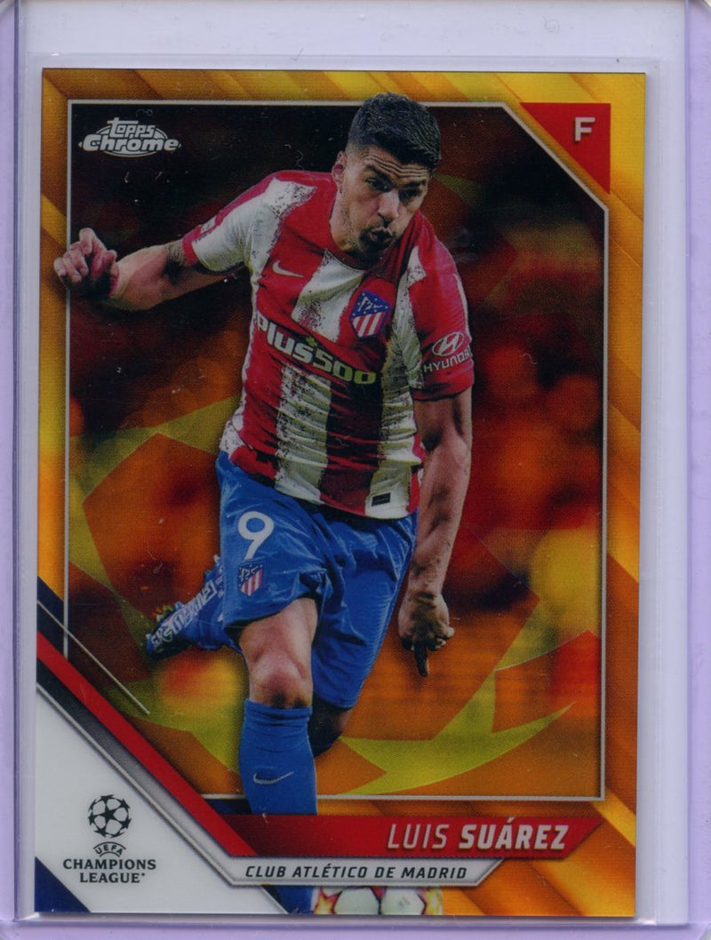2021-22 Topps Chrome UEFA CL Luis Suarez Orange & Gold Starball