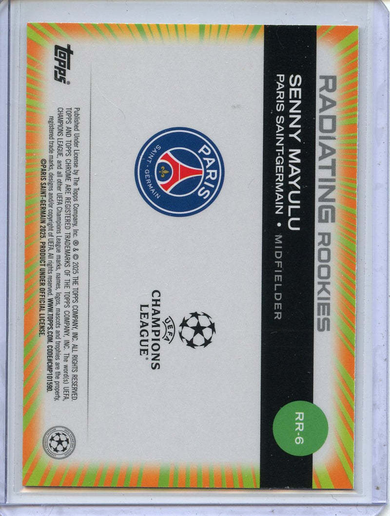2024-25 Topps Chrome UEFA Club Comps Senny Mayulu Radiating Rookies