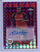 2024-25 Topps Chrome UEFA Club Comps Ken Izekor Magenta Geometric Autograph 58/75
