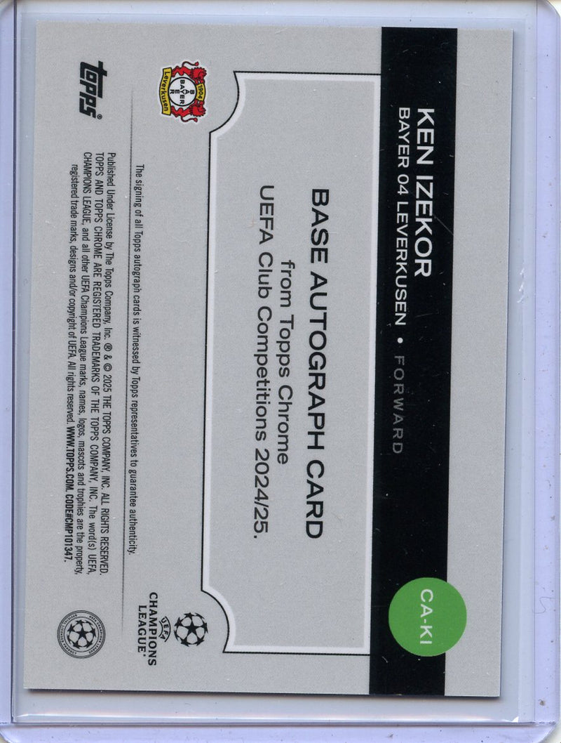 2024-25 Topps Chrome UEFA Club Comps Ken Izekor Magenta Geometric Autograph 58/75