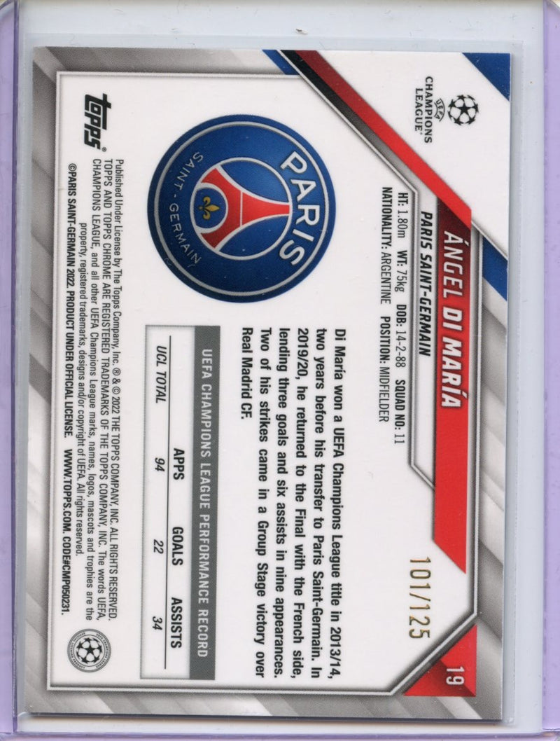 2021-22 Topps Chrome UEFA CL Angel Di Maria Rose Gold Mini-Diamond 101/125