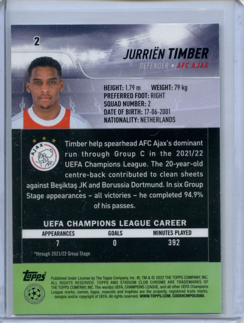 2021-22 Topps Stadium Club Chrome UEFA Champions League Jurrien Timber