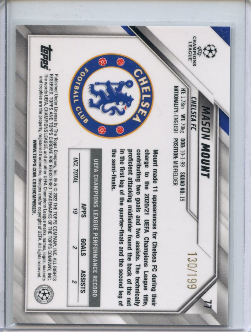 2021-22 Topps Chrome UEFA CL Mason Mount Aqua Wave Refractor 130/199
