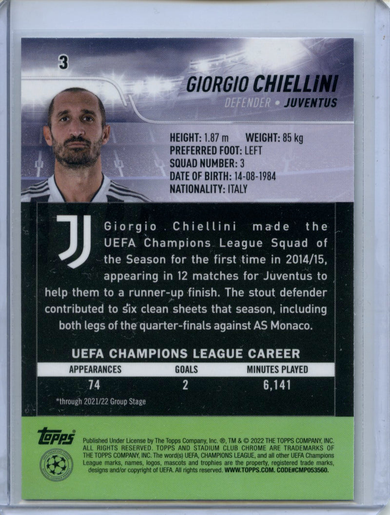 2021-22 Topps Stadium Club Chrome UEFA Champions League Giorgio Chiellini