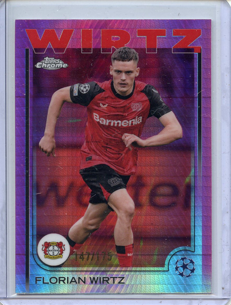2024-25 Topps Chrome UEFA Club Comps Florian Wirtz Neon Pink Prism 147/175