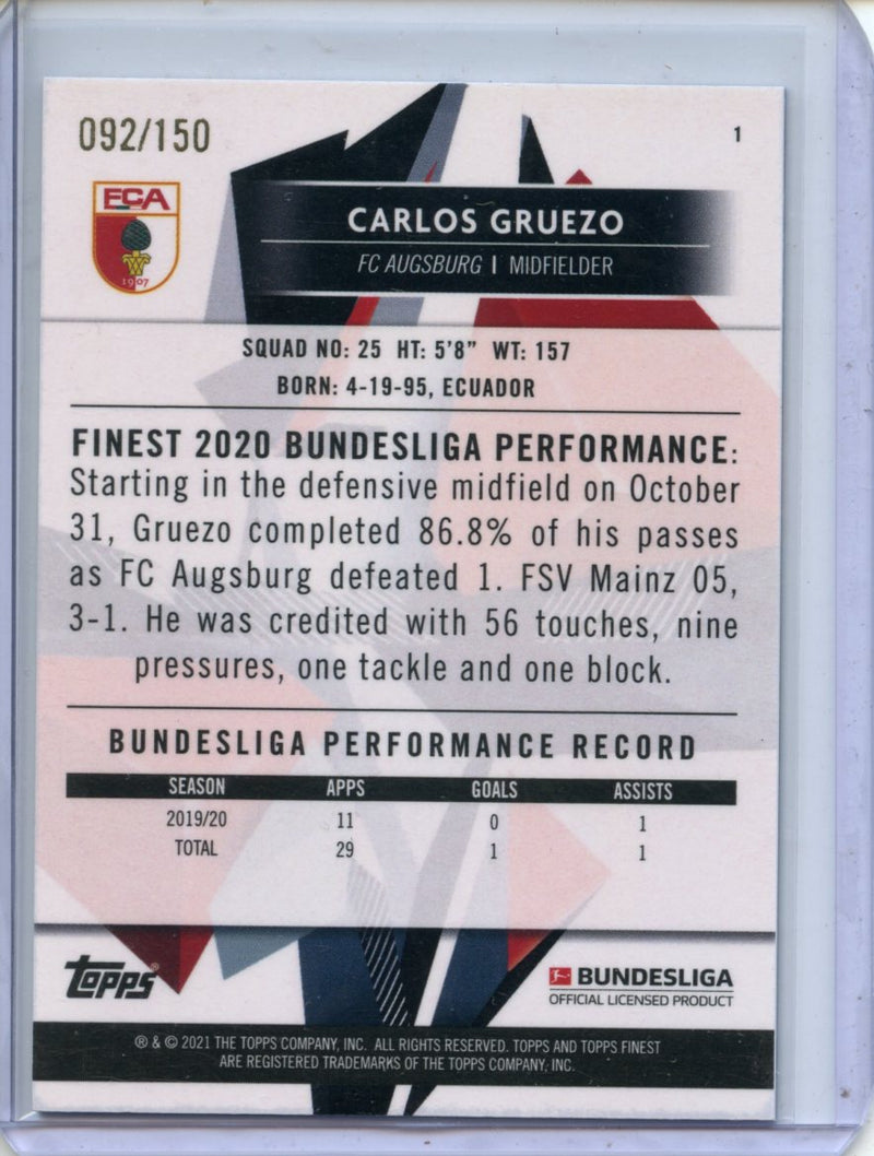 2020-21 Finest Bundesliga Carlos Gruezo Blue Wave 92/150