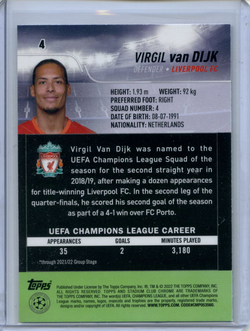 2021-22 Topps Stadium Club Chrome UEFA Champions League Virgil Van Dijk