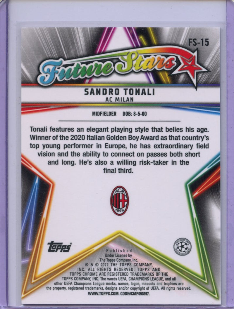 2021-22 Topps Chrome UEFA CL Sandro Tonali Future Stars