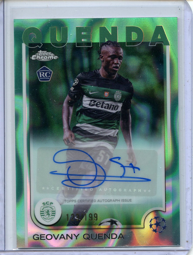 2024-25 Topps Chrome UEFA Club Comps Geovany Quenda Aqua Lava Autograph 123/199
