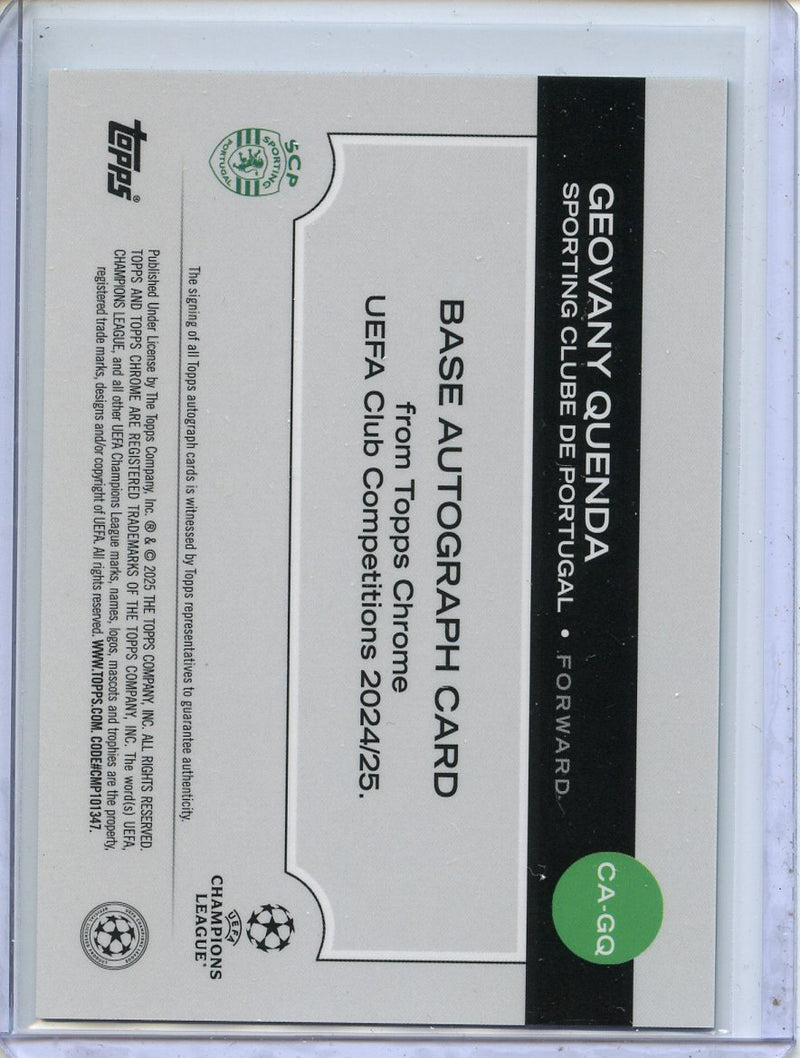 2024-25 Topps Chrome UEFA Club Comps Geovany Quenda Aqua Lava Autograph 123/199