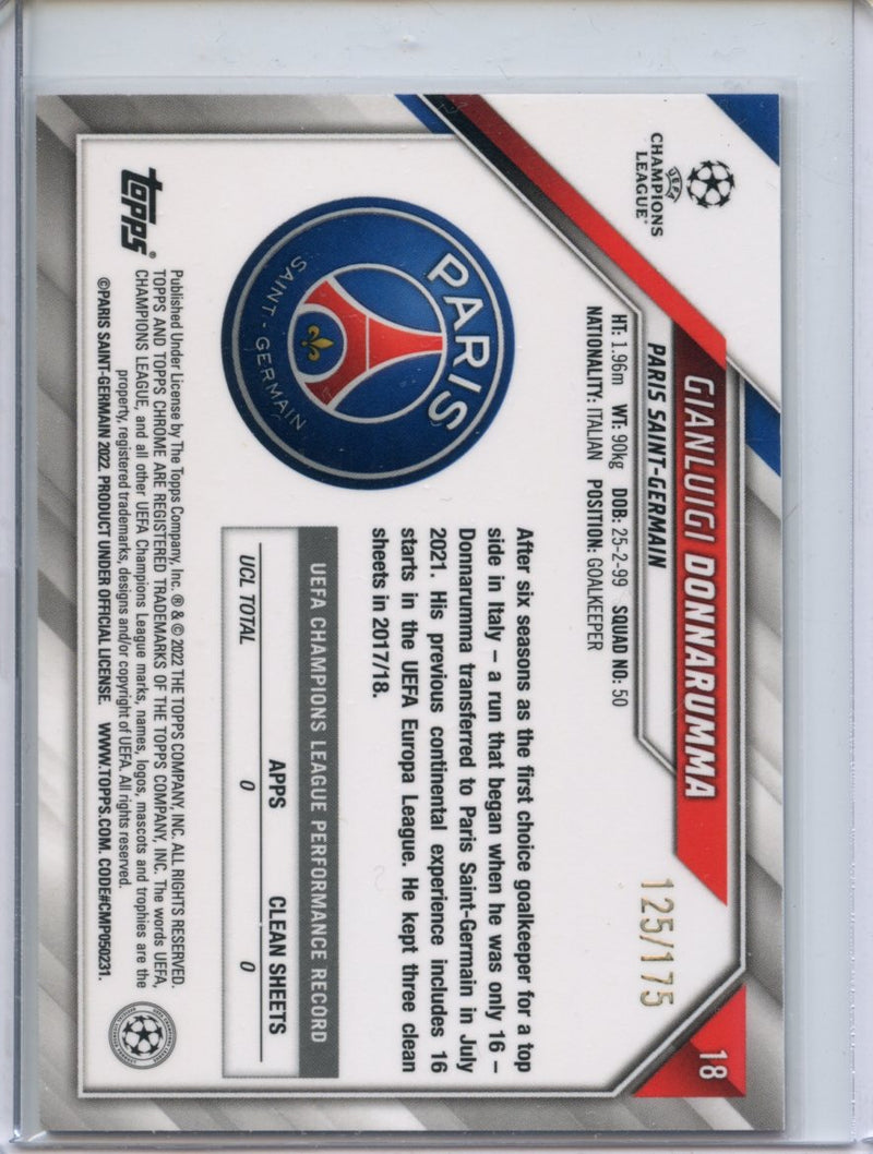 2021-22 Topps Chrome UEFA CL Gianluigi Donnarumma Pink Mini-Diamond 125/175