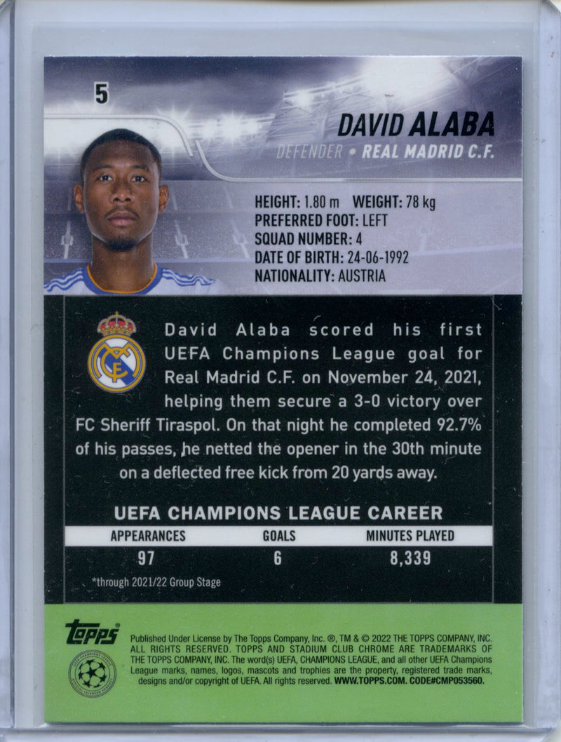 2021-22 Topps Stadium Club Chrome UEFA Champions League David Alaba