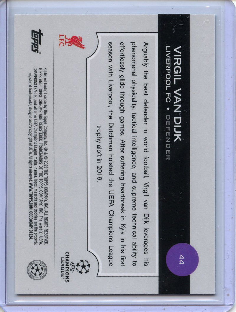 2024-25 Topps Chrome UEFA Club Comps Virgil Van Dijk Aqua Lava 75/199