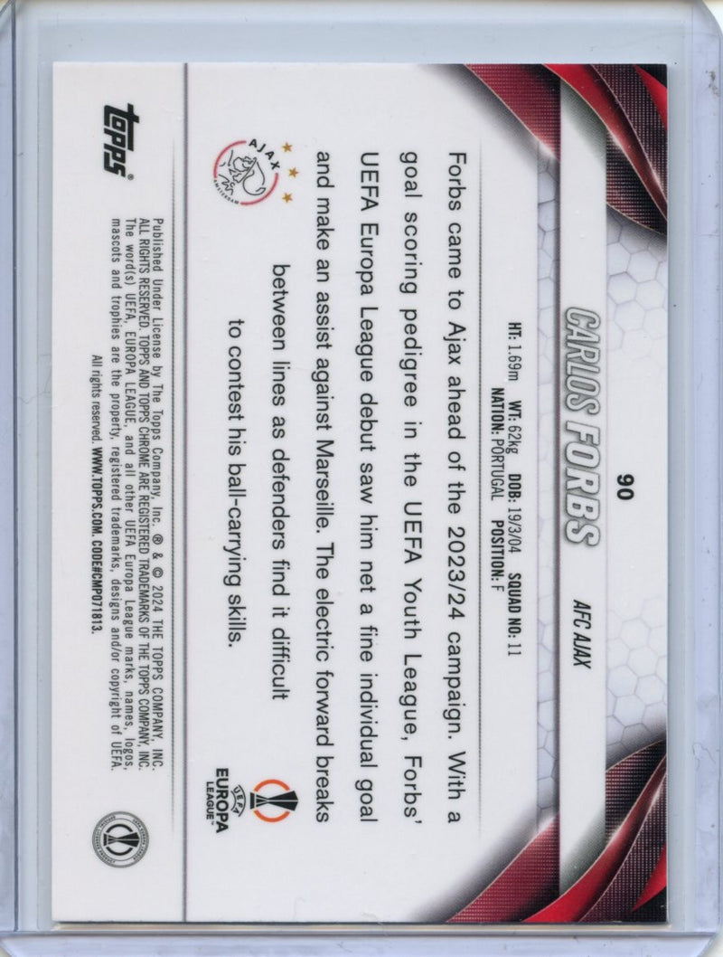 2023-24 Topps Chrome UEFA Carlos Forbs Prism Refractor