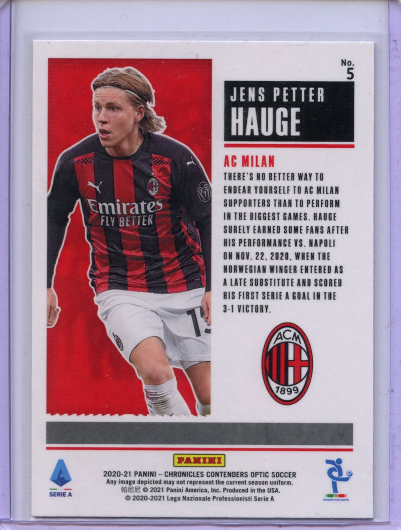 2020-21 Panini Chronicles Jens Petter Hauge Contenders Optic Rookie Ticket