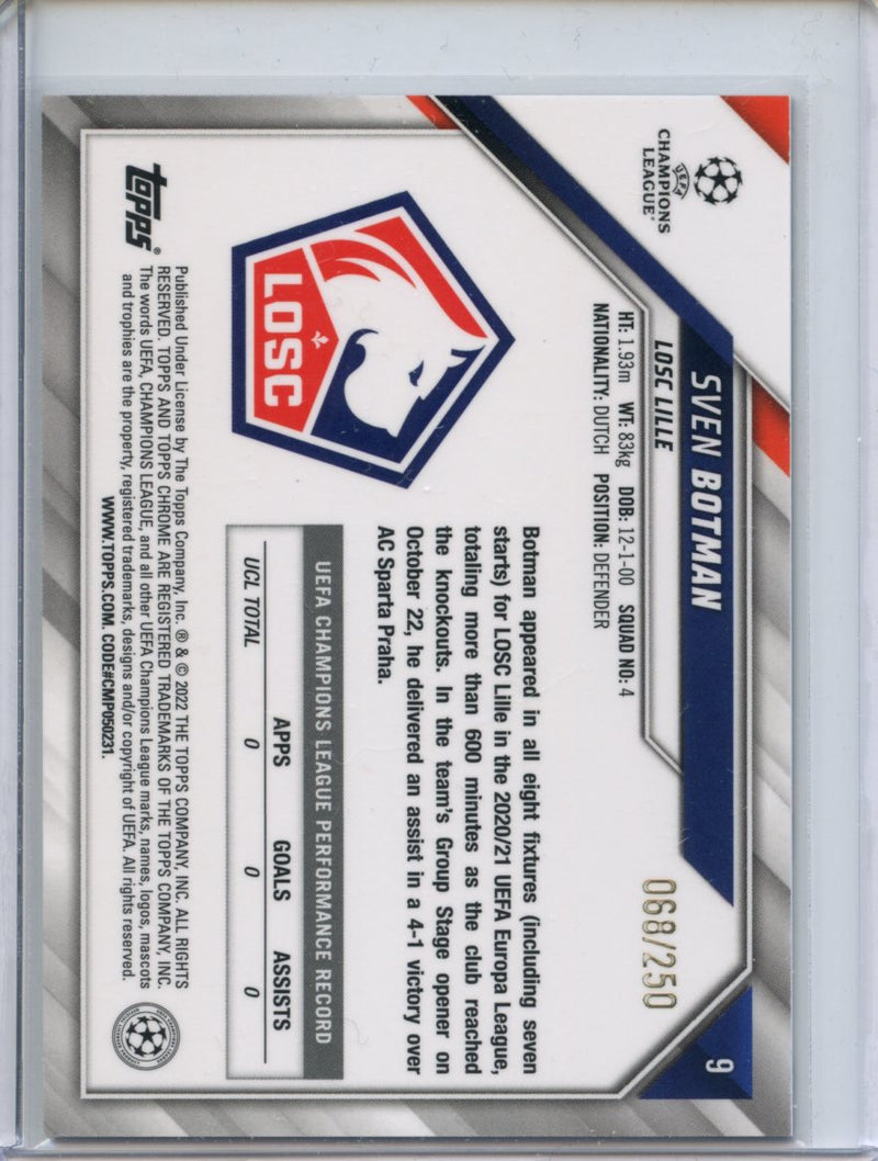 2021-22 Topps Chrome UEFA CL Sven Botman Purple Mini-Diamond 68/250