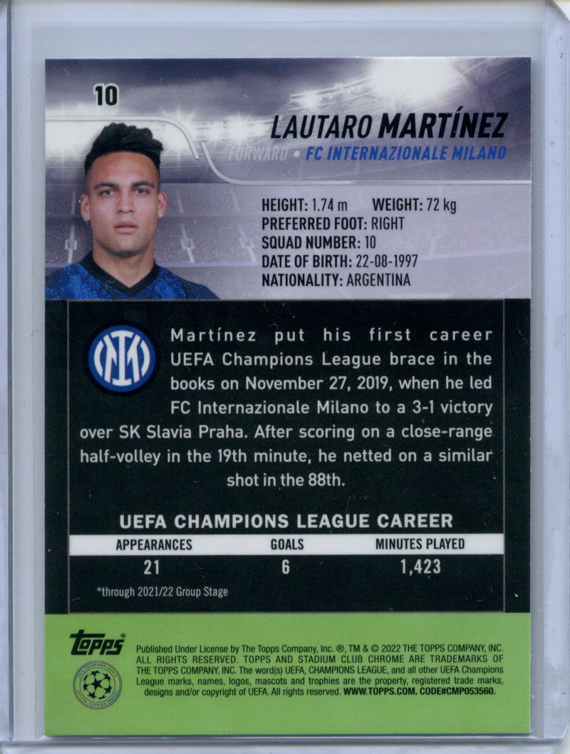 2021-22 Topps Stadium Club Chrome UEFA Champions League Lautaro Martinez