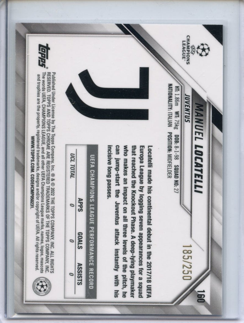 2021-22 Topps Chrome UEFA CL Manuel Locatelli Purple Mini-Diamond 185/250