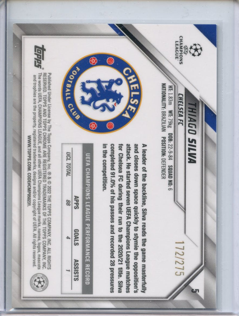 2021-22 Topps Chrome UEFA CL Thiago Silva Silver Mini-Diamond 172/275