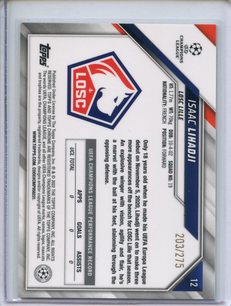 2021-22 Topps Chrome UEFA CL Issac Lihadji Silver Mini-Diamond 203/275