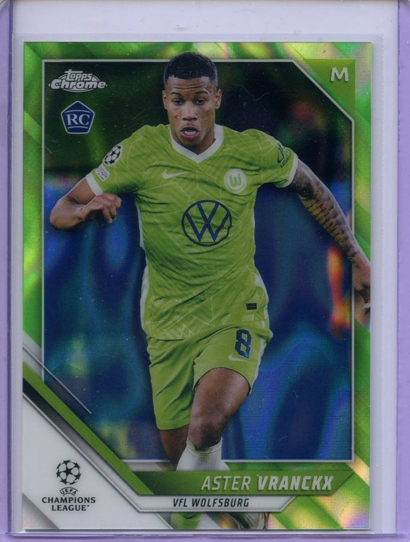 2021-22 Topps Chrome UEFA CL Aster Vranckx Neon Green Lava Refractor