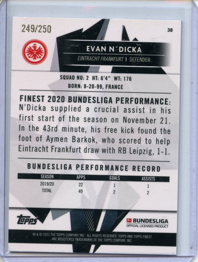 2020-21 Finest Bundesliga Evan N'Dicka Purple Wave 249/250