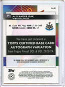 2023-24 Topps Finest UEFA Club Competitions Alexander Isak Autographs Gold 37/50