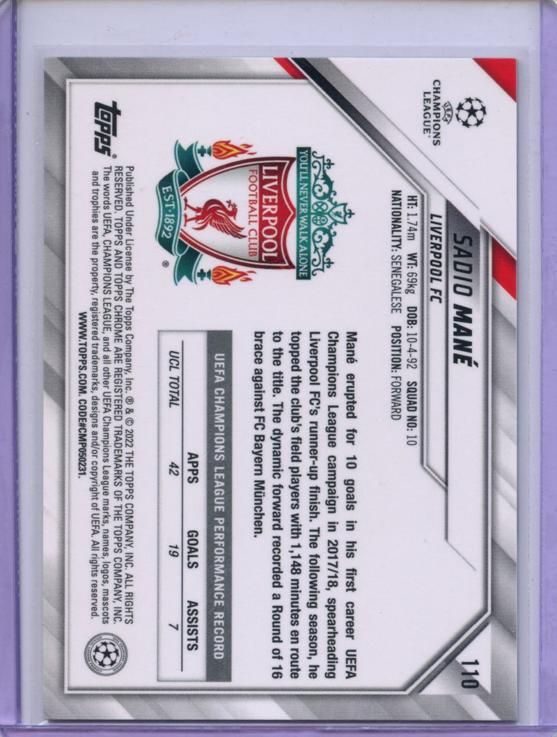 2021-22 Topps Chrome UEFA CL Sadio Mane Aqua Lava Refractor