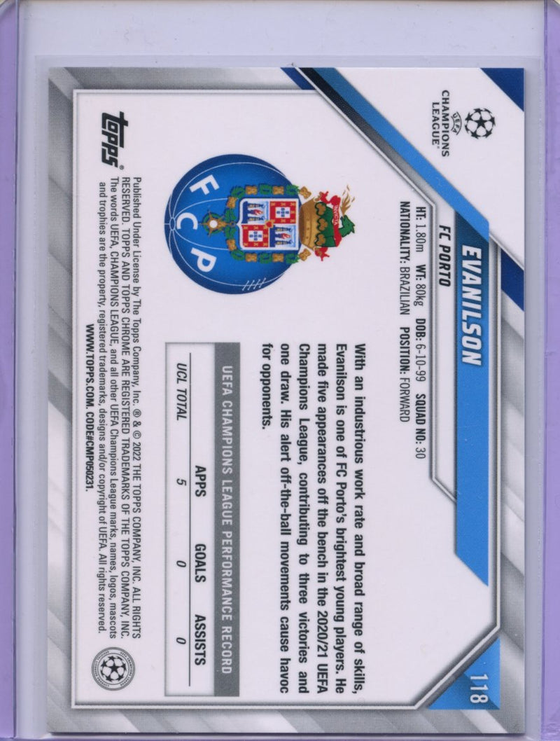 2021-22 Topps Chrome UEFA CL Evanilson Speckle Refractor