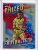 2023-24 Topps Finest UEFA Club Competitions Julien Duranville Prized Footballers Fusion Blue/Red 9/50