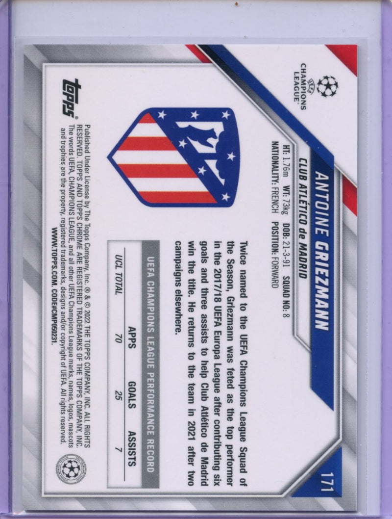 2021-22 Topps Chrome UEFA CL Antonie Griezmann Speckle Refractor