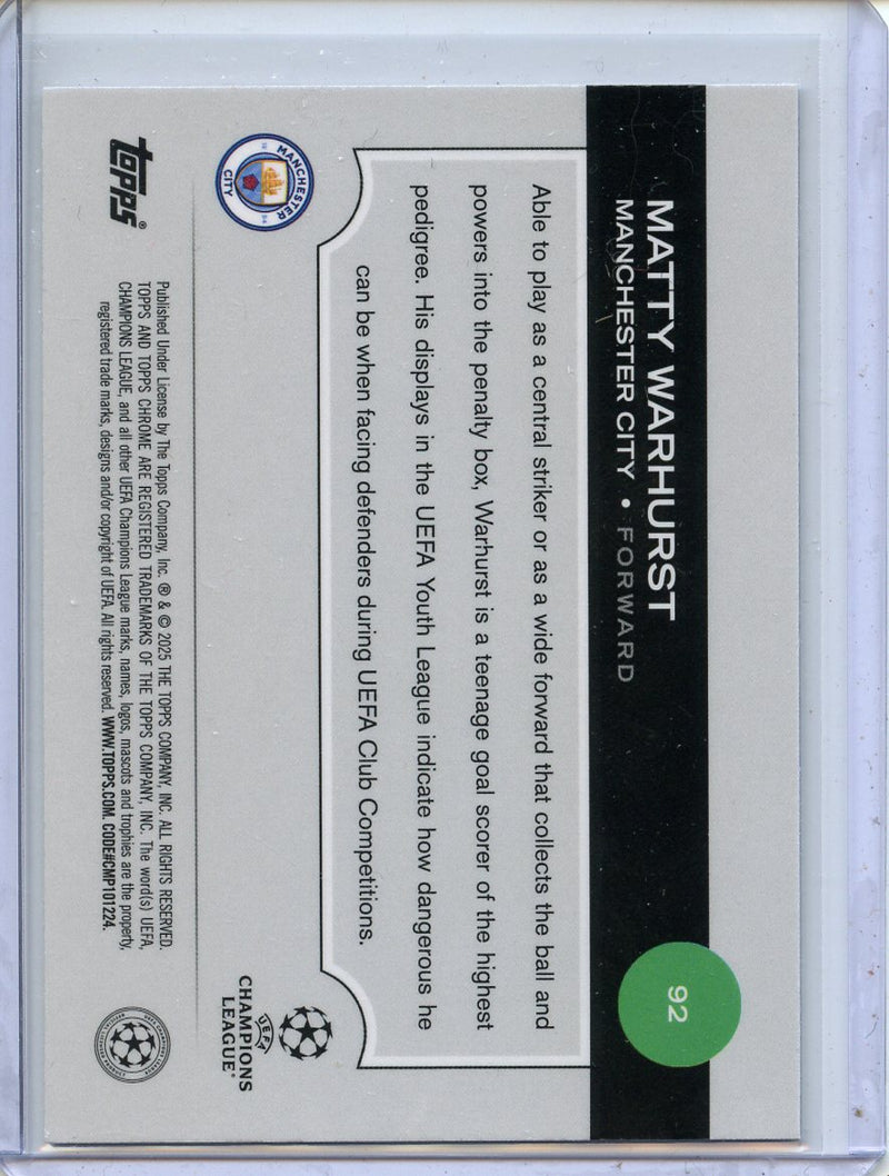 2024-25 Topps Chrome UEFA Club Comps Matty Warhurst Pulsar