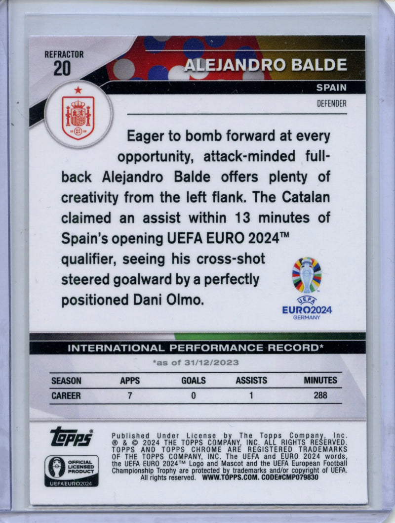 2024 Topps Chrome UEFA Euro Alejandro Balde Refractor